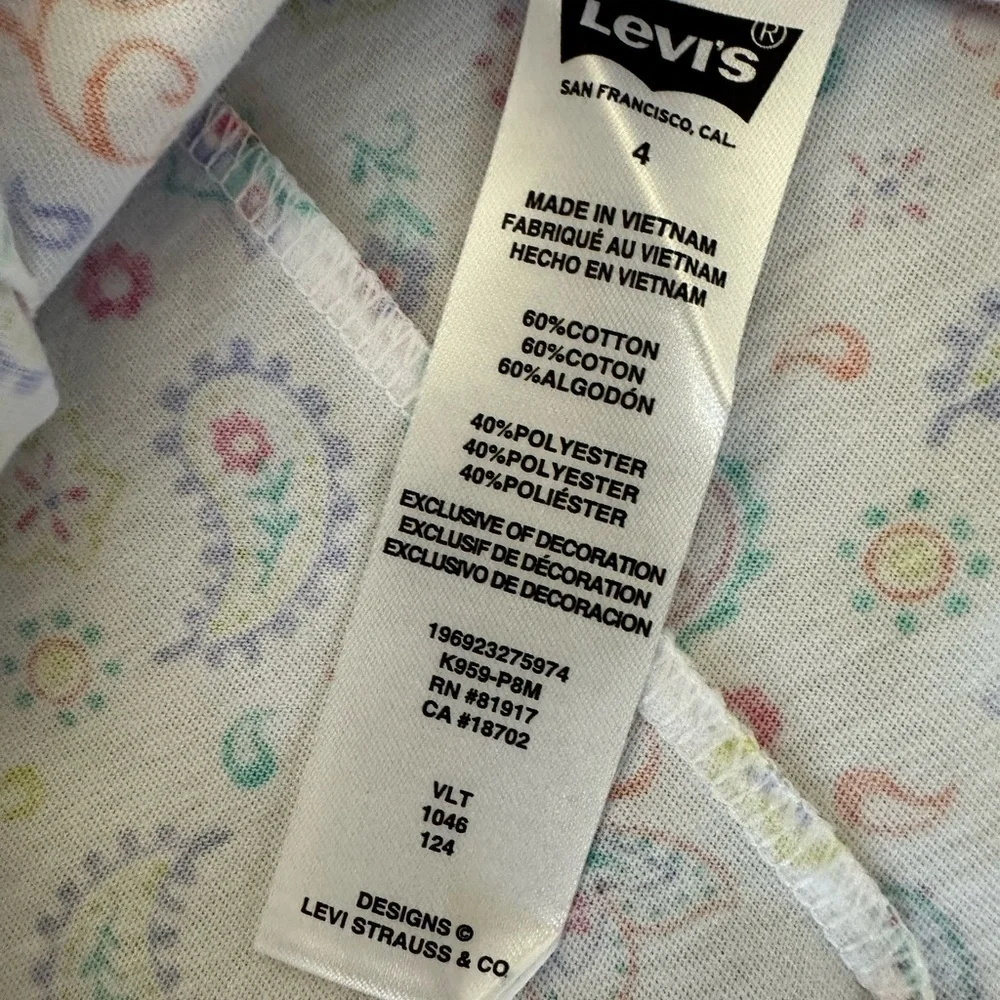 New Levi's Girls Size 4 Colorful Paisley Print Top Ruffle Layered Short Sleeves - Picture 12 of 16